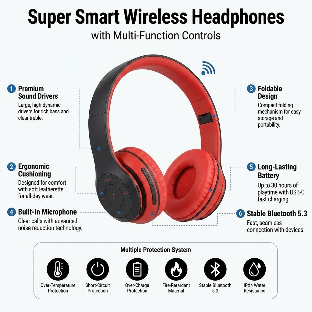 P47 Wireless Bluetooth Headphones