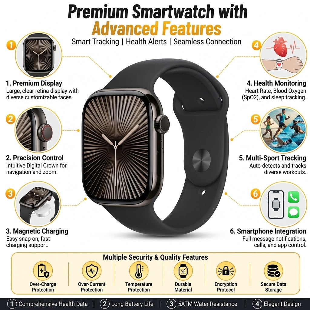 7+2 Seven Plus Two Smartwatch Combo Set (with Wireless Earbuds & 7 Interchangeable Straps)