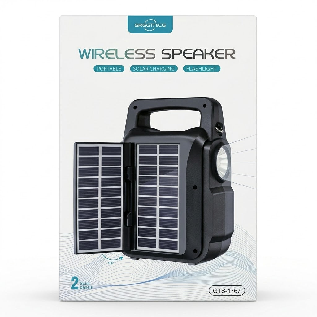 Portable Wireless Solar Speaker with LED Flashlight