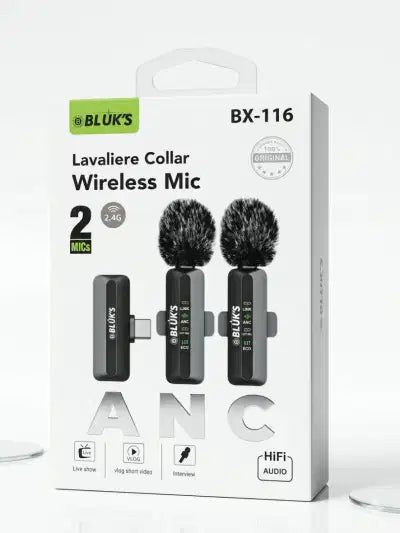 BLUK'S BX-116 2.4G Dual Wireless Lavalier Microphone System